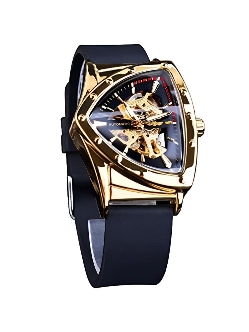 Skeleton Watches for Men, Automatic Mechanical Watch with Triangle Dial